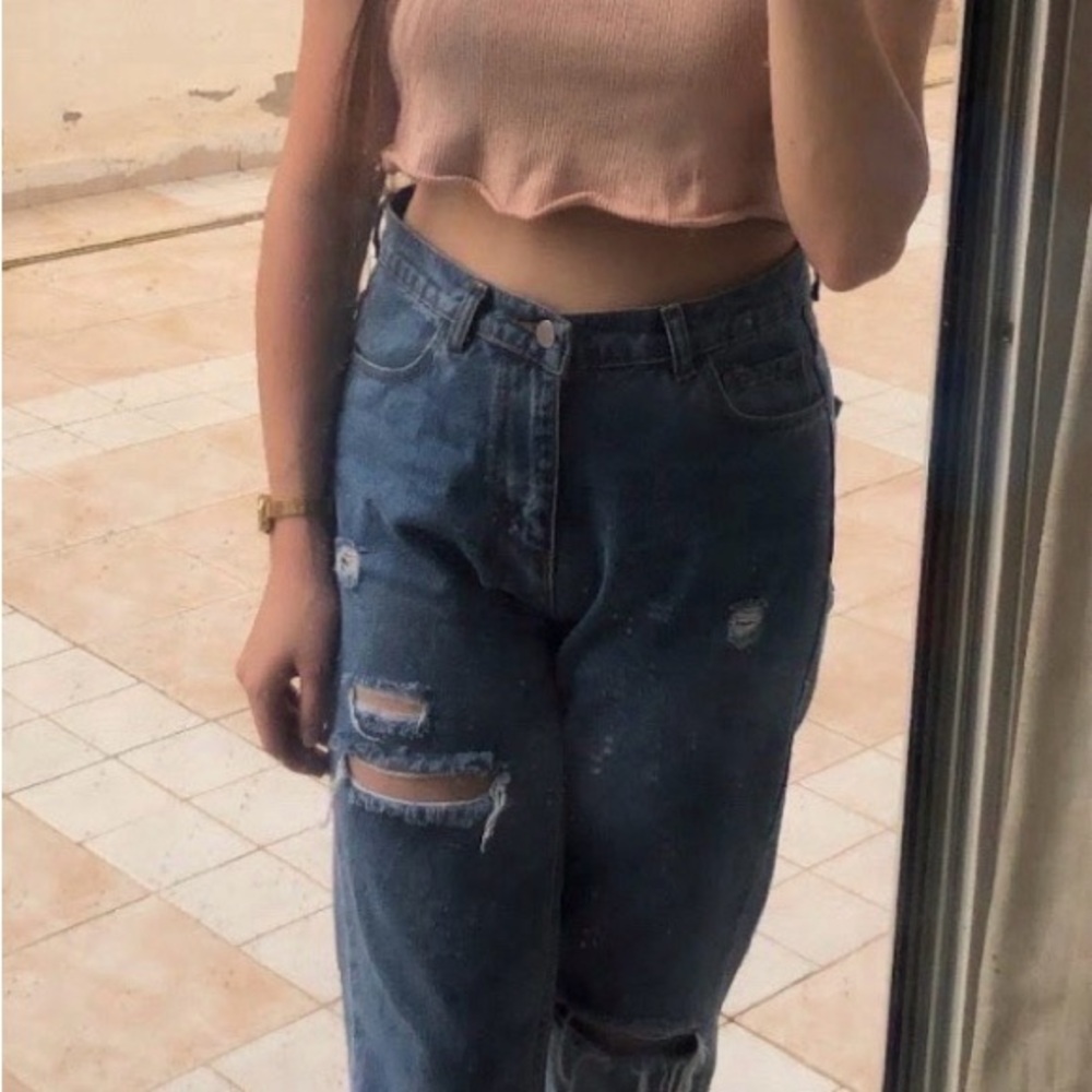 Pink Ribbed Crop Top - Picture 4 of 5